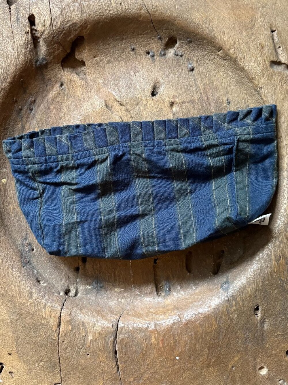 Longaberger navy green striped 100 percent cotton basket liner lining [READ]